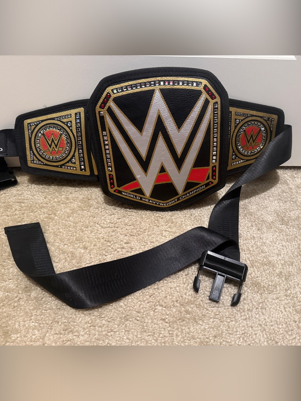 WWE Cooler Belt - Black, Gold and Red Accent 6 Can Insulated Cooler Fanny Pack
